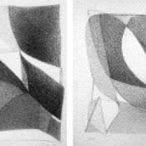 "Suite solo", 5 et 6/18. Mine de plomb sur vélin d'Arches, [21 x 18 cm] x 2, 2004-2005